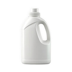 A clean, white laundry detergent bottle with a ergonomic handle, ideal for laundry essentials, showcasing simplicity and functionality.