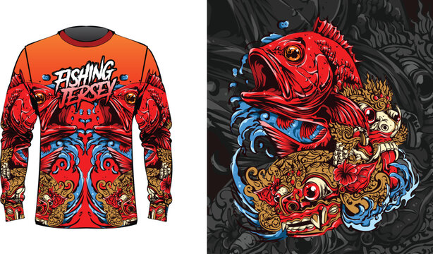 Fishing Jersey Vector Design &ndash; Ruby Snapper Theme with Sporty Outdoor Style