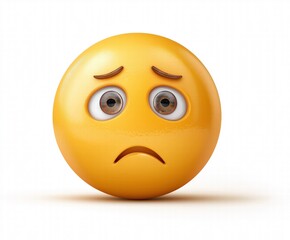 Fototapeta premium 3D Crying Sad Emoji on White Background for Social Media Day, Support Stickers and Emotional Event Reaction