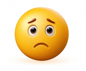 Fototapeta premium 3D Crying Sad Emoji on White Background for Social Media Day, Support Stickers and Emotional Event Reaction