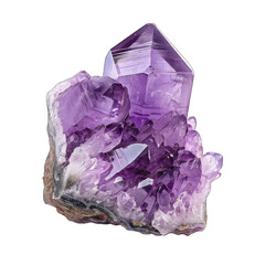 Cluster of vibrant purple amethyst crystals