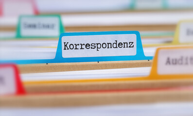 Akten mit der Beschriftung Korrespondenz