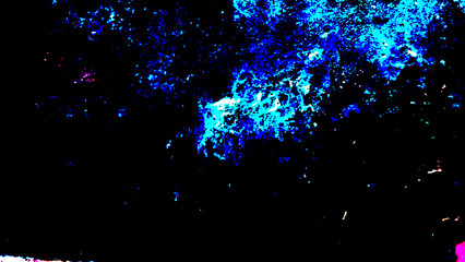 Vibrant Blue and Black Abstract High Contrast Splatter, Digital Grunge Art Background
