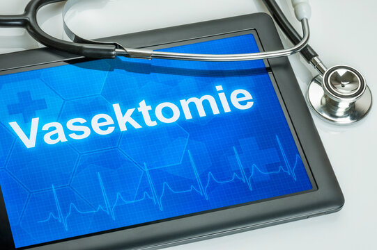 Tablet mit dem Text Vasektomie auf dem Display