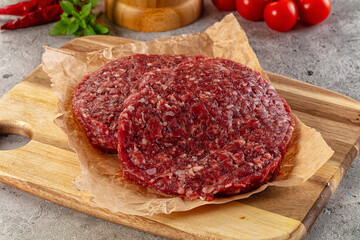 Raw beef burger cutlet for grill