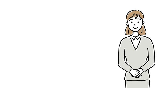 お辞儀する会社員女性のかわいいアニメーション