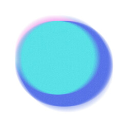 Vibrant gradient circle with a grainy texture and soft color blend of pink cyan and blue isolated on transparent background