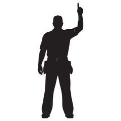 Obraz premium Umpire Signaling Out in Cricket Silhouette. Silhouette of a young man.