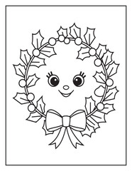 Merry Christmas Coloring Pages, Christmas Elements, Coloring Book, Coloring Pages, Black & White Line Art, Vectors Illustration, Holly Day, Best Coloring Pages For Kids, Printable Merry Christmas