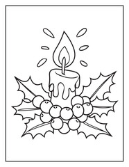 Merry Christmas Coloring Pages, Christmas Elements, Coloring Book, Coloring Pages, Black & White Line Art, Vectors Illustration, Holly Day, Best Coloring Pages For Kids, Printable Merry Christmas