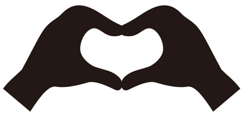 手でハートを作っているベクターシルエットイラスト(Vector Silhouette Illustration of Hands Forming a Heart)