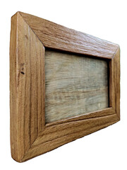 Natural Brown Teak Photo Frame – Rustic Decor Element PNG