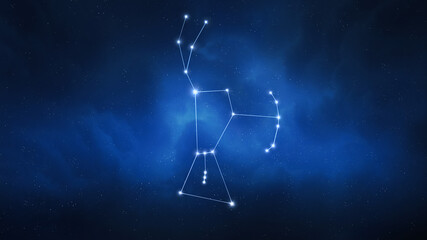 Orion constellation in the sky. Star cluster isolated. Astrological image of mythological symbol.