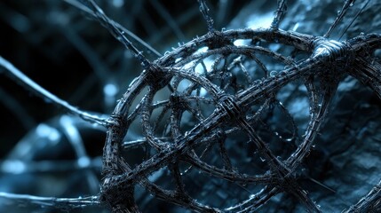 Intricate, dark structure with tendrils