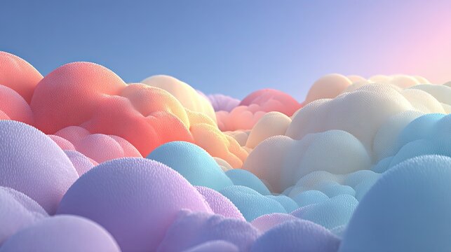 Mindfulness gradient digital landscape with soft abstract shapes and pastel colors, wellness calm concept for design ads
