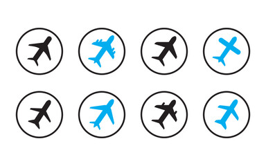 Airplane Icon Set in black feel icon for Travel, Aviation, Airport Navigation, Flight Booking, and Transportation Design Projects.