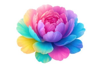 Vibrant peony blossom against transparent backdrop, highlighting delicate petals and soft natural beauty