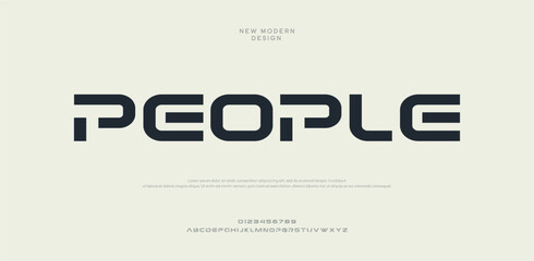 People Minimal tech font letter set. Luxury vector typeface for company. Modern gaming fonts logo design.  