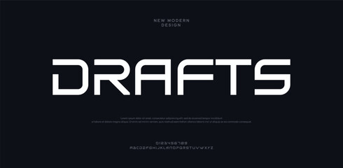 Abstract technology space font logo alphabet. techno and sport fonts. Typography digital sci-fi movie logos. vector illustration   © Ehtsham