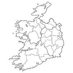 Ireland map illustration hand drawn outline vector