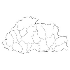 Bhutan map illustration hand drawn outline vector