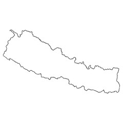 Nepal map illustration hand drawn outline vector