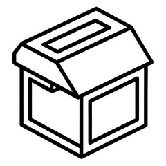 Complaint box black line art icon on white background.