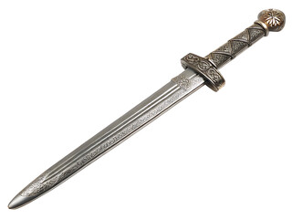 Ornate medieval dagger isolated on a transparent background