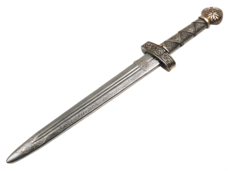 Ornate medieval dagger isolated on a transparent background