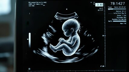 Fetal ultrasound scan showing baby's development