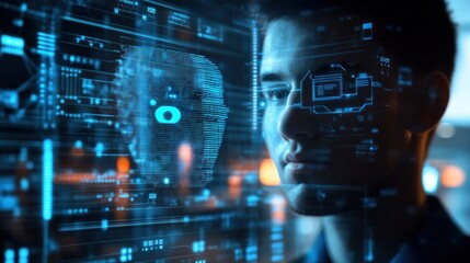 Man interacting with digital interface