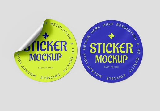 Circle Sticker Mockup Template