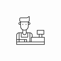male cashier standing icon sign vector