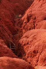 Red soil of the quarry of bauxite near Otranto, Salento, Apulia Region, Italy