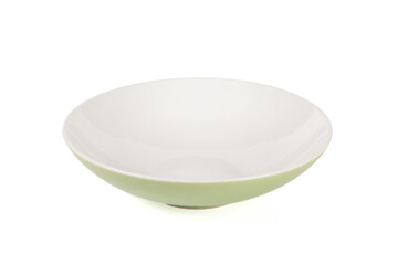 empty big ceramic bowl or fruit plate isolated on white background