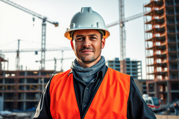 Construction Worker on Busy Building Site