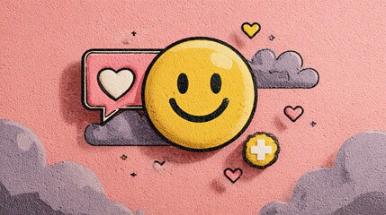 Gen Z mental health graphic with digital chat bubble and support icon, youth wellness advocacy concept for social ads