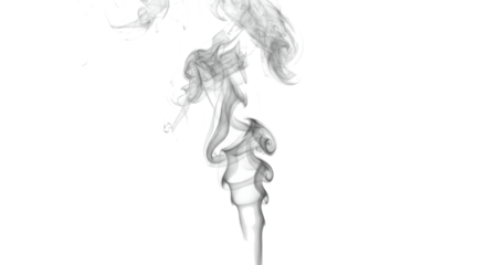 Graceful wisps of grey smoke rising and swirling elegantly.