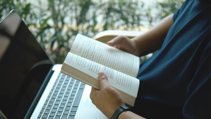 Reading books to enhance knowledge and seek knowledge from the world of books. Learning from silence and relaxation.