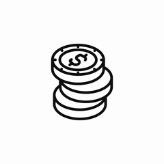 three dollar coins icon sign vector