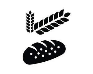 Bread loaf icon vector silhouette illustration isolated on white background