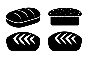 set of Bread loaf vector silhouette illustration isolated on white background