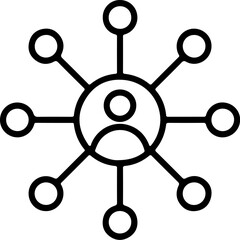 Fototapeta premium Abstract icon representing a central person connected to multiple external nodes or contacts