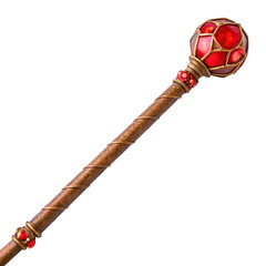 Mystical Red Gem Staff on transparent 