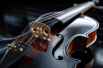Fototapeta premium Beautiful close-up of a violin highlighting craftsmanship and strings details in soft lighting