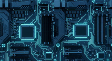 Fototapeta premium Quantum Circuit: Ultra-Realistic 3D Motherboard Wallpaper.
