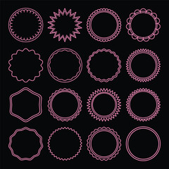 Circle Price Tag Label with Outline Badge Pattern for Marketing Decorate