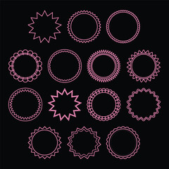 Circle Price Tag Label with Outline Badge Pattern for Marketing Decorate