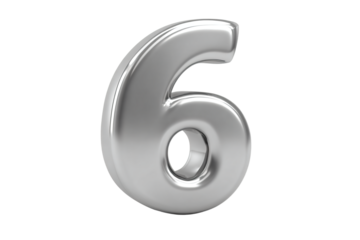 a number six is shown in silver