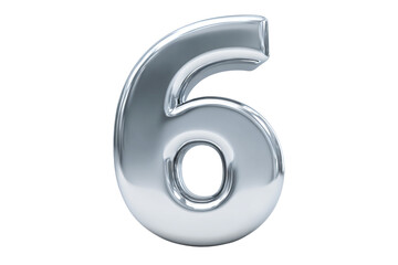 a shiny number six on a white background